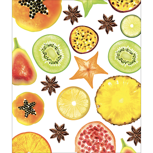 Autocollant décoratif pour meubles de cuisine motif FRUITS EXOTIQUES