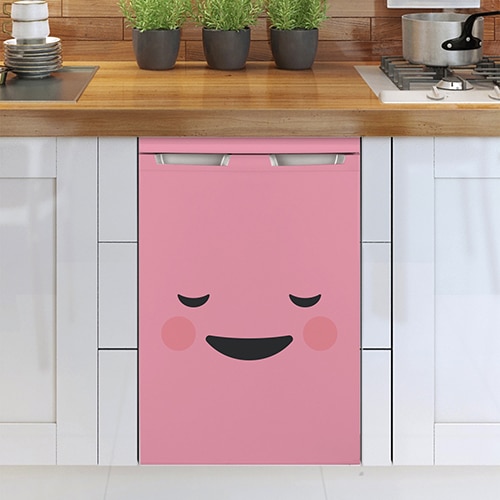 Stickers adhésifs smiley content rose pour lave vaisselle