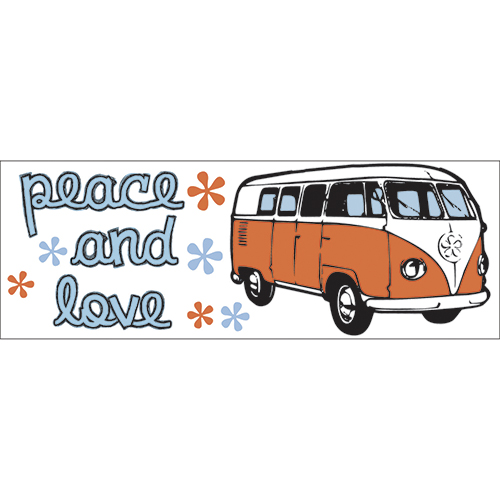 Sticker mural peace & love Sticker décoratif peace & love avec combi