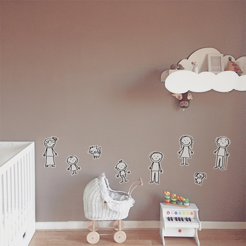 Autocollant déco rond rose pour mur blanc de chambre d'enfant