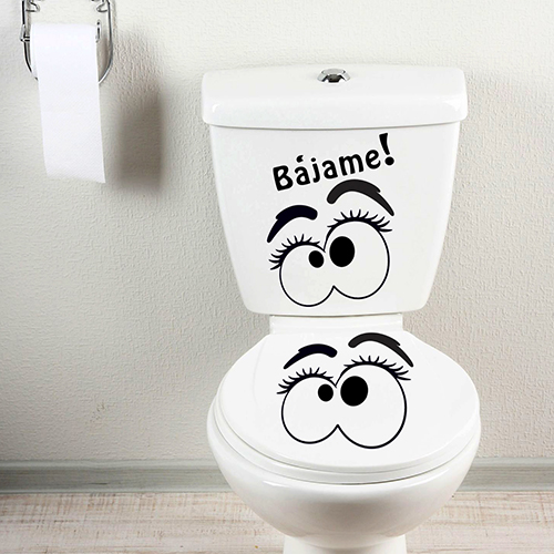 Sticker adhésif collé sur des toilettes yeux bajame