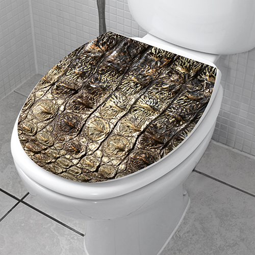 Peau de crocodile motif verticale collé sur une cuvette de toilette