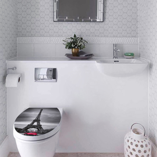 Sticker autocollant Grands carrés noir et blanc déco dans une salle de bain