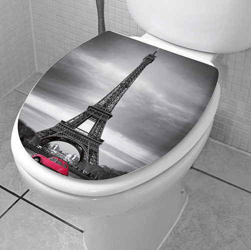 Paris mis en sticker collé sur des abattants de WC