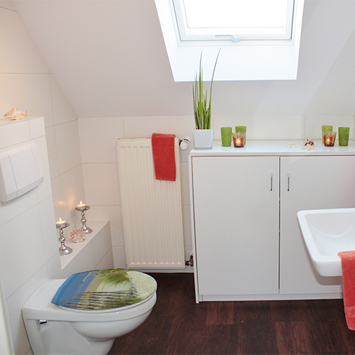 Sticker Abattant WC Motif Plage De Sable - Vinyle, Repositionnable | Décoration Salle De Bain Facile à Poser