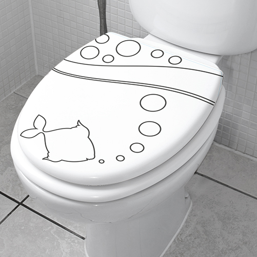 Poisson originale sticker collé sur un siège de toilettes