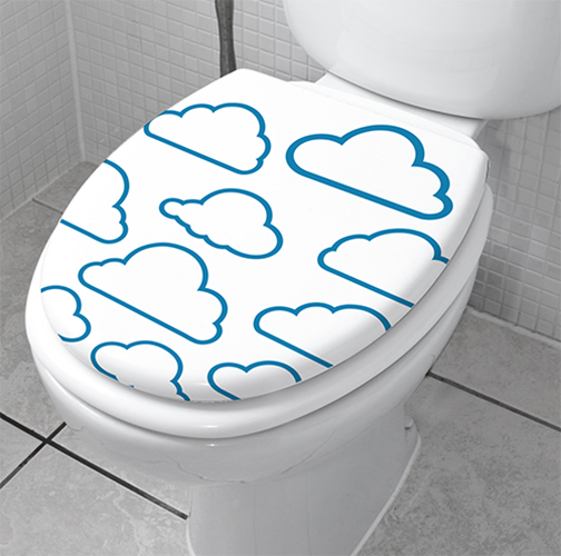 Nuages collés sur un abattant de WC basique