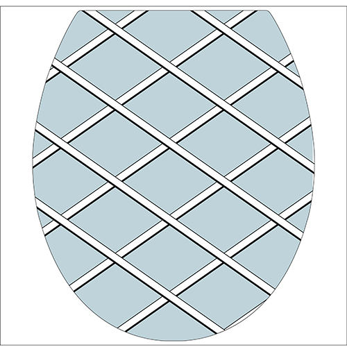 Sticker blanc et bleu avec un motif géométrique pour abattants de toilettes