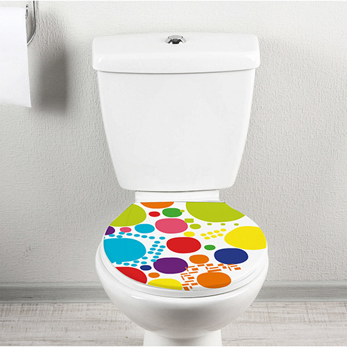 Abattant de WC décoré avec un sticker multicolore modèle POP