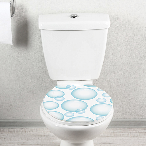 Autocollant décoratif pour abattants de toilettes motif Bubble