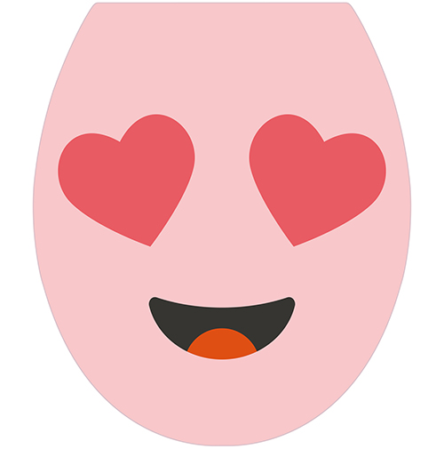 Sticker décoratif et autocollant pour toilettes de la gamme Smiley : Smiley amoureux rose