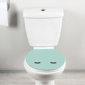 Smiley Endormi Turquoise collé sur un toilette blanc
