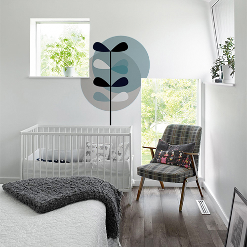 Adhésif ronds bleu et gris moderne pour déco de chambre de bébé