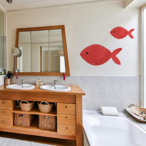 Sticker adhésif pour déco de salle de bain poisson rouge