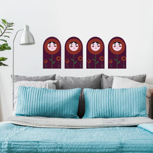 Sticker mural poupées russes au dessus d'un lit