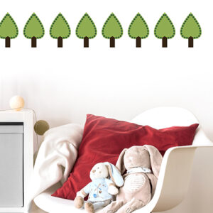 Sticker adhésif décoration sapin vert pour mur de chambre d'enfant