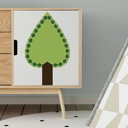 Autocollant déco sapin vert pour meuble de chambre d'enfant