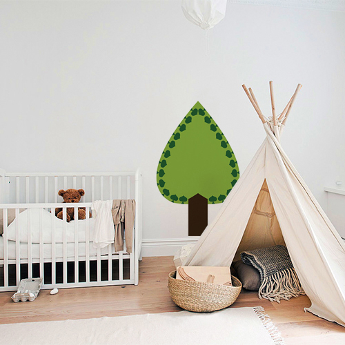 Adhésif sticker arbre sapin vert pour déco de mur blanc de chambre d'enfant