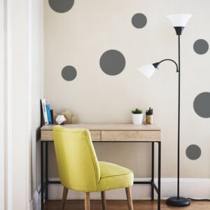 Sticker autocollant pour mur beige rond gris foncé pour déco de bureau