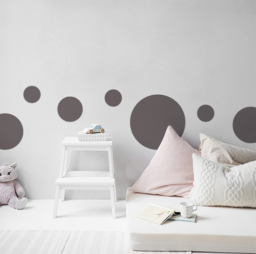 Autocollant pour chambre d'enfant rond taupe pour déco de chambre d'enfant