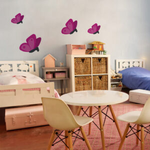 Sticker adhésif décoration papillons rose pour chambre d'enfants