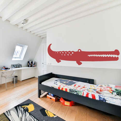 Autocollant crocodile rouge pour déco chambre d'enfant