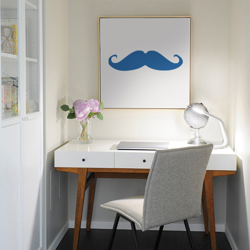 Sticker pour chambre d'enfant moustache bleu Adhésif bleu marine pour déco de cadre sur un mur dans un bureau