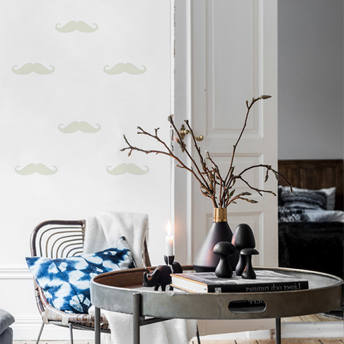 Sticker déco beige moustache pour enfants Autocollant pour mur de salon sticker beige décoration de moustache