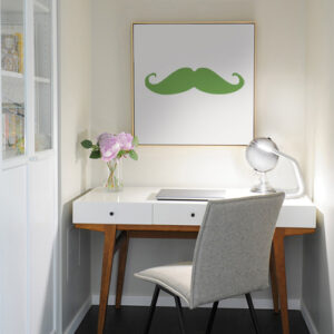 Sticker adhésif vert pour déco de cadre de bureau en forme de moustache