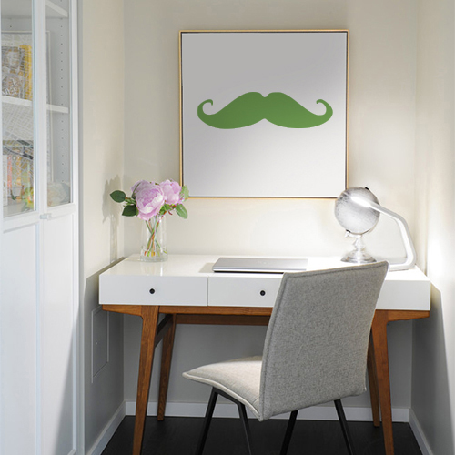 Sticker enfants déco moustache verte Sticker adhésif vert pour déco de cadre de bureau en forme de moustache
