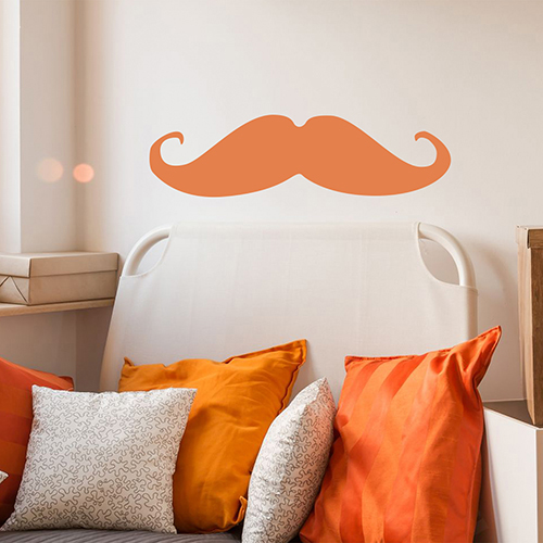 Sticker décoration mur moustache orange Sticker autocollant pour décoration salon moustache orange