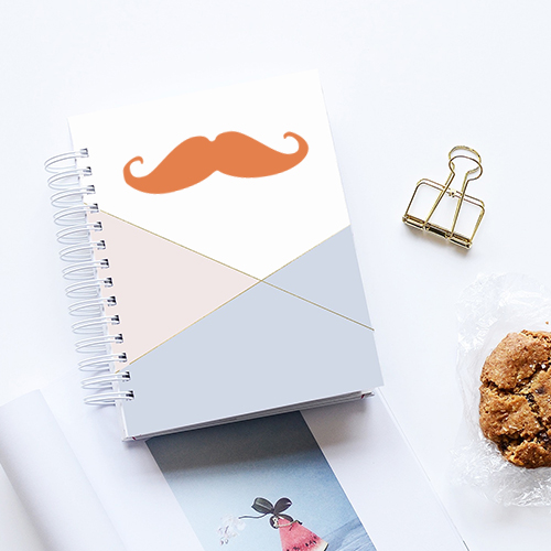 Sticker décoration mur moustache orange Adhésif sticker pour agenda déco moustache orange