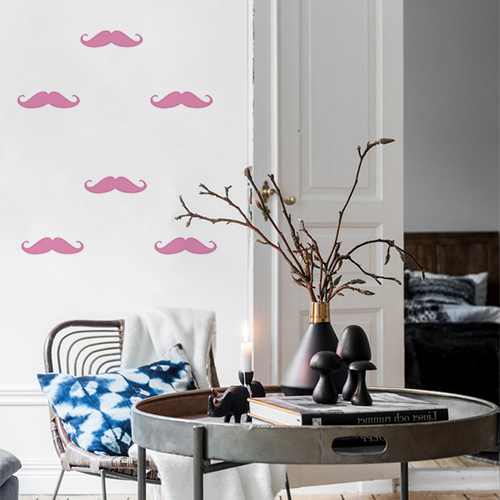 Sticker rose en forme de moustache Sticker adhésif rose en forme de moustache pour déco de mur de salon