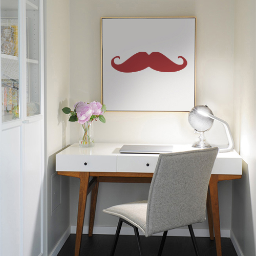 Sticker moustache rouge pour chambre d'enfant Adhésif pour cadre de bureau moustache rouge
