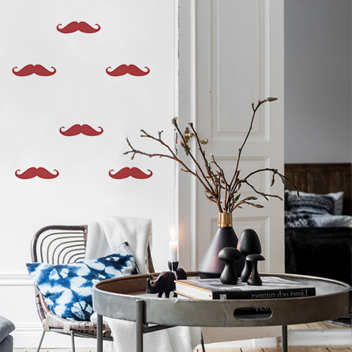 Sticker moustache rouge pour chambre d'enfant Autocollant moustache rouge pour déco de mur de salon
