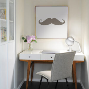 Sticker adhésif pour déco de cadre de bureau moustache taupe