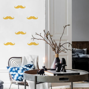Sticker autocollant moustache jaune pour déco de mur de salon
