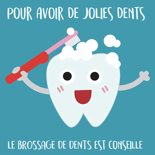 Sticker adhésif en faveur du brossage des dents affiche bleu