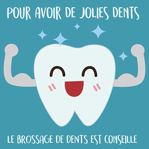 Sticker autocollant affiche bleu déco pour salle de bain sur le brossage des dents