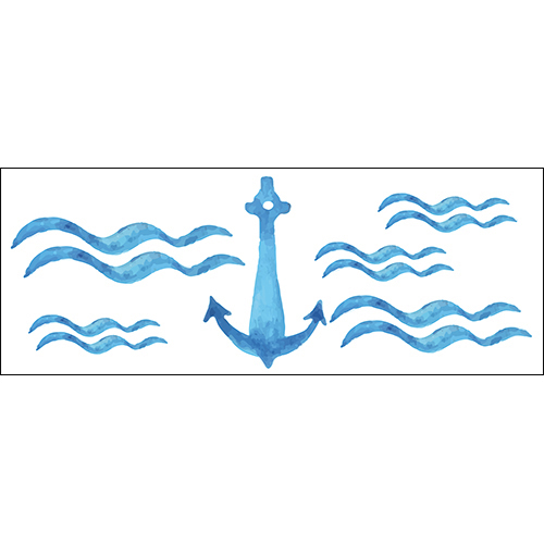 Sticker adhésif décoratif ancre marine bleu pour déco d'intérieur