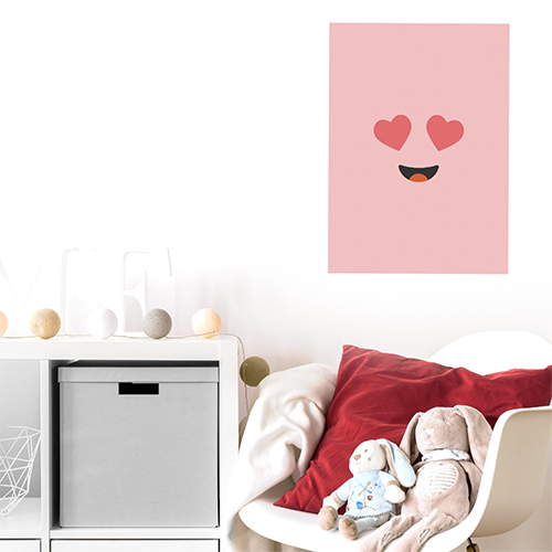 sticker smiley love rose au mur d'un coin repos