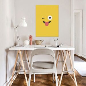 Décoration chambre d'ado - poster émoji jaune qui tire la langue