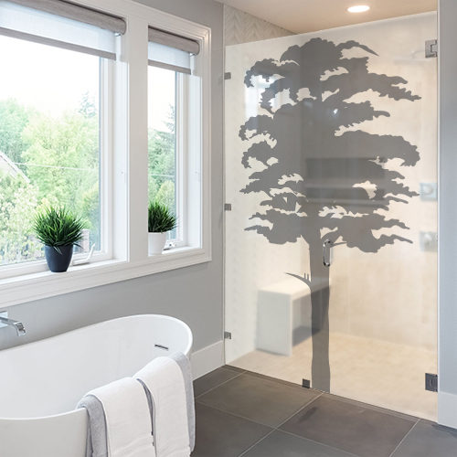 Adhésif arbre gris pour décoration de paroi de douche moderne