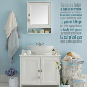 sticker texte sdb sur mur de salle de bain classique
