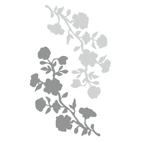 Sticker autocollant pour déco d'intérieur branches de fleurs grises