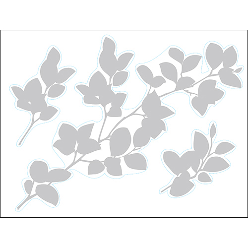 Sticker adhésif branche de fleurs gris pour déco des murs de maison