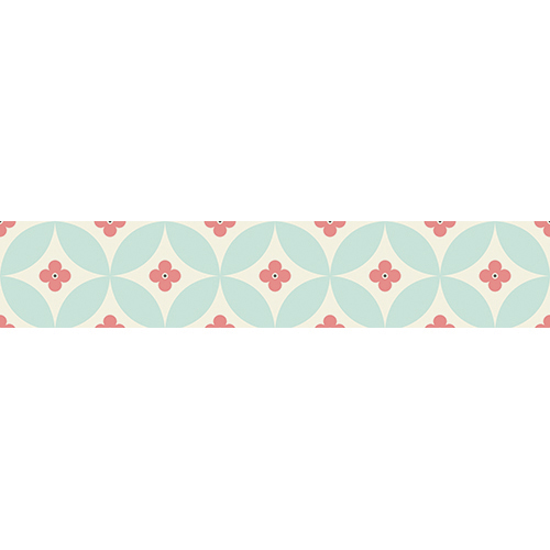 Sticker autocollant motif floral rose et turquoise pour contremarches