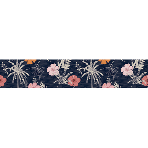 Sticker autocollant plantes tropicales multicolores sur fond noir