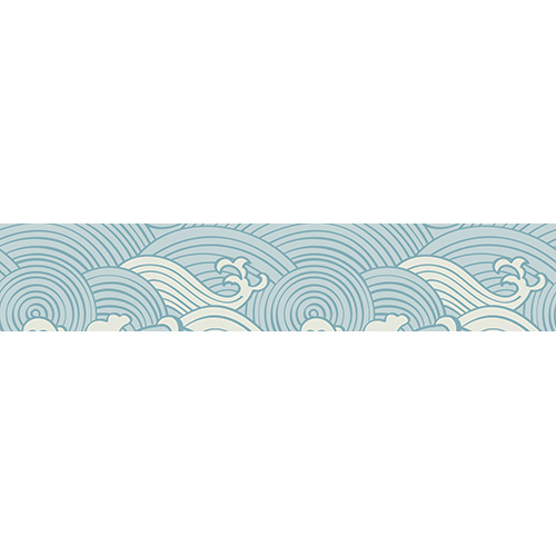 Sticker décoratif pour contremarches motif vagues style asiatique