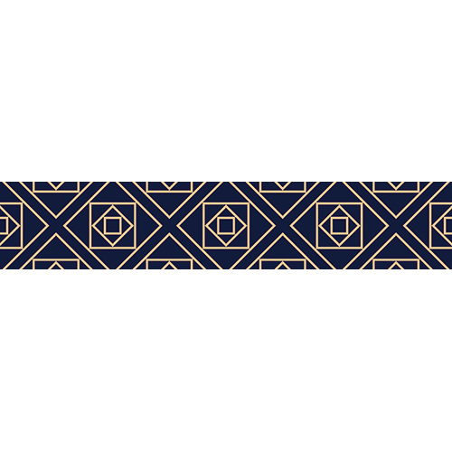 Sticker adhésif décoratif motifs géométriques bleus et or pour contremarches